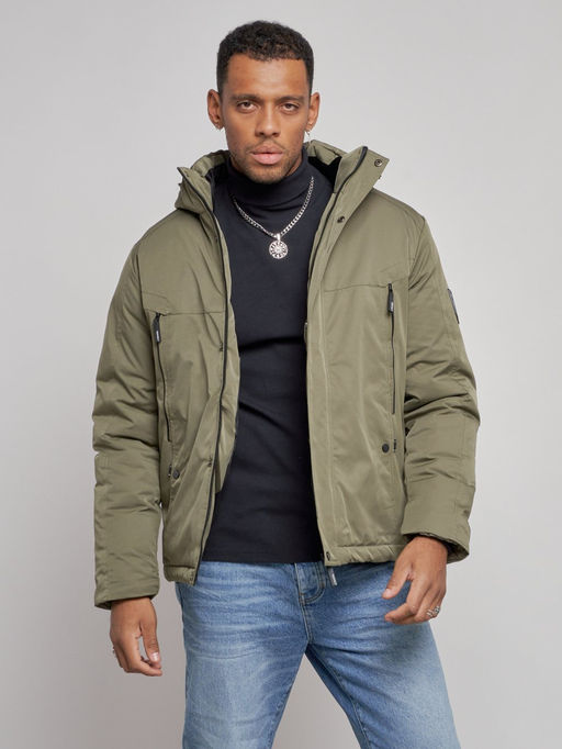 Куртка мужская зимняя с капюшоном спортивная великан цвета хаки 8332Kh - Wonderrman фото 8