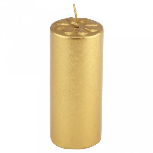 Свеча "Цилиндр" д4см, h10см, парафин, с декором, "Лепесточки", время горения 12,5 часов, золото (Россия)
