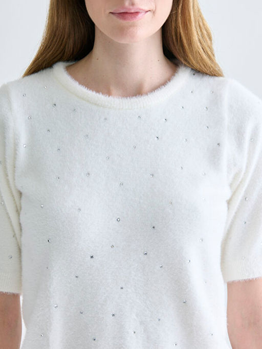 Bisiklet Yaka Ta?l? Kad?n Triko Kazak