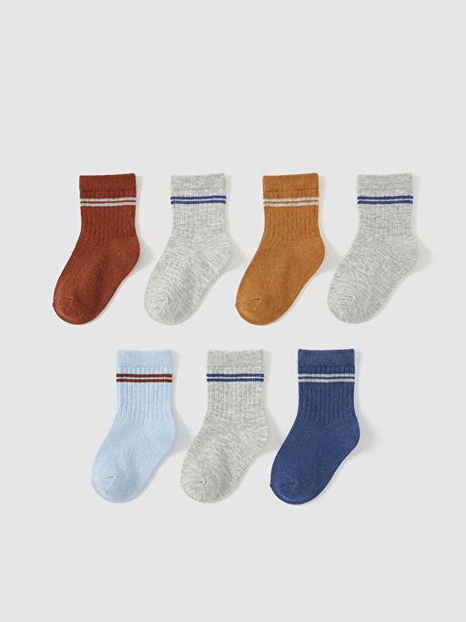 ?izgili Erkek Bebek Soket ?orap 7li