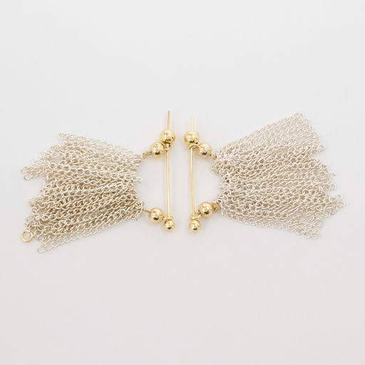 Серьги металл Цепи сборка, цвет серебряно-золотой, 2 см