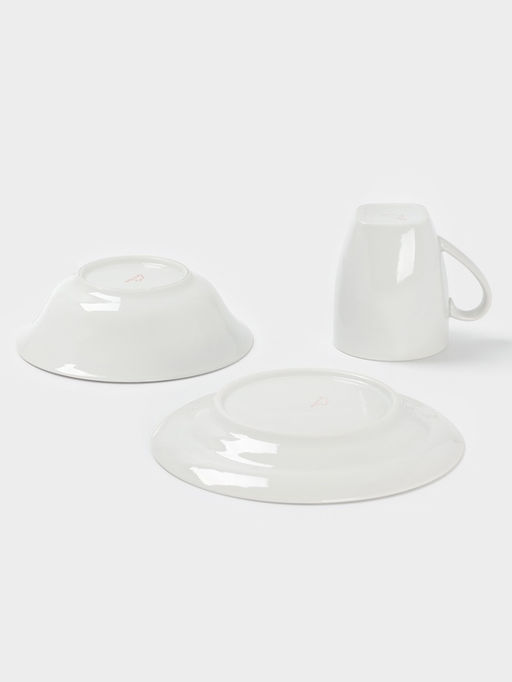 Набор детской посуды Дулевский фарфор Зайчик, 3 предмета: тарелка 175 мл, миска 360 мл, кружка 210 мл, белый