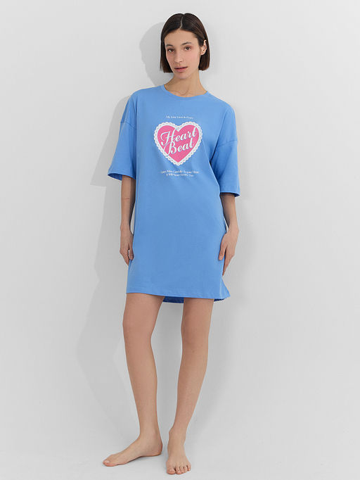 Туника домашняя женская синяя с надписью - Mark formelle фото 6