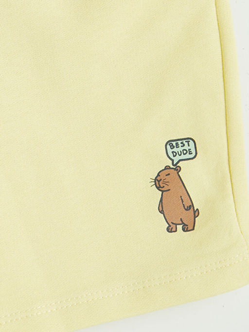 Beli Lastikli Bask?l? Erkek ?ocuk ?ort