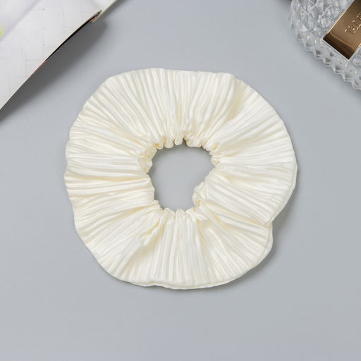 Цена за 4 шт. Резинка для волос «Орбита», жатка классика глянец, 12 см, молочная