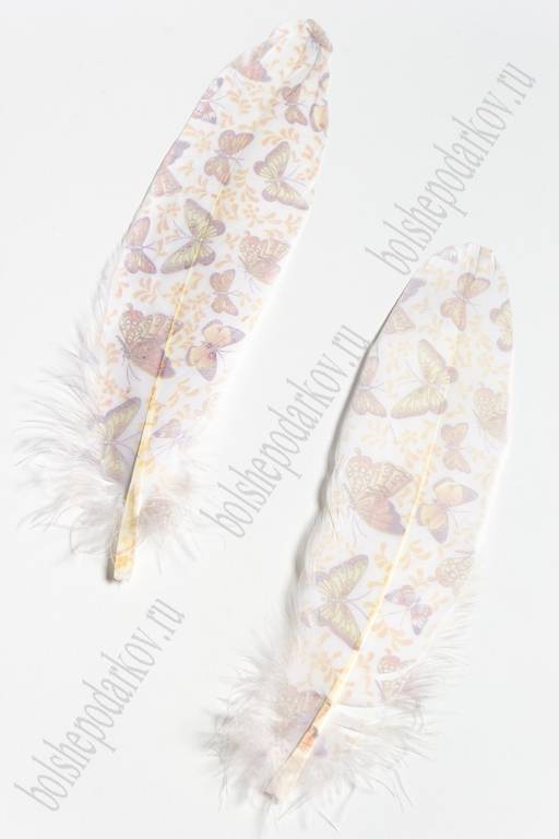 Перья декоративные 16*4,5 см (6 шт) Бабочки