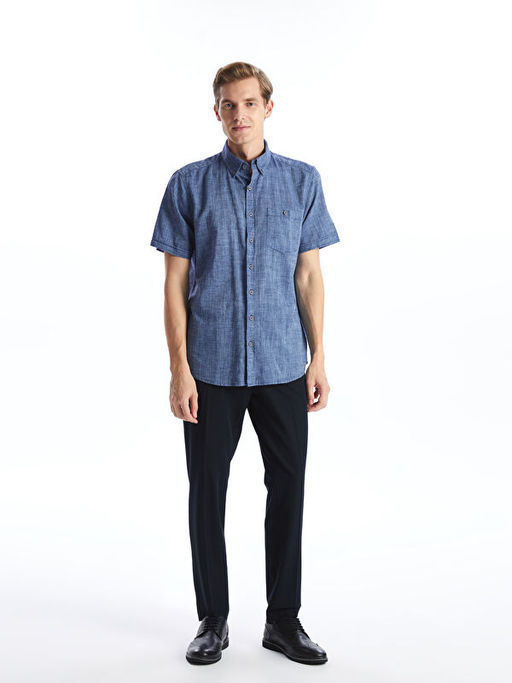 Regular Fit Keten Kar???ml? Erkek G?mlek