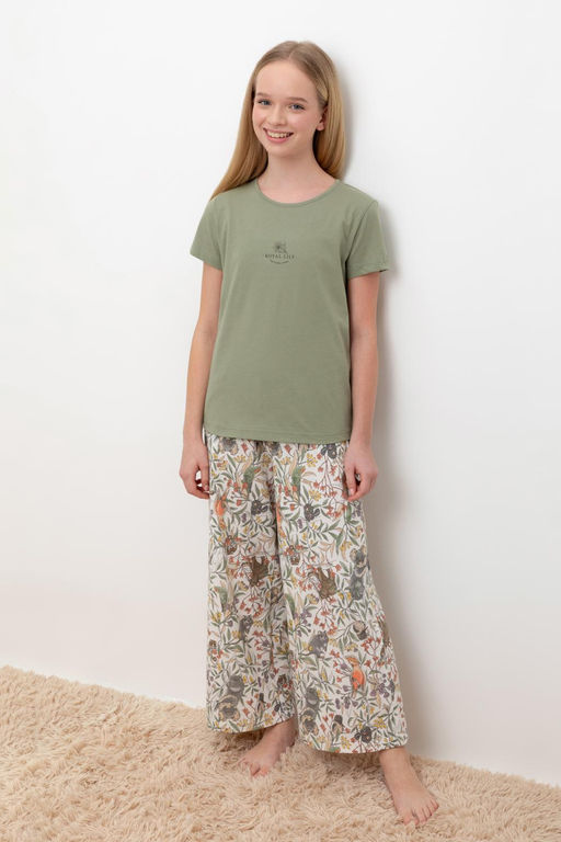 Crockid _ КБ 2827/оливковый хаки,эвкалипт пижама для дев