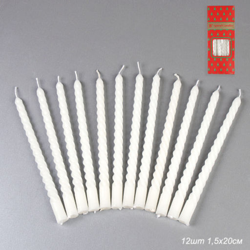 Свеча стержень 12 штук 20 см / GL-12R /уп 72/белые - Галеонтрейд фото 5
