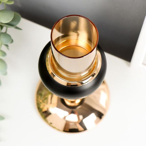 Подсвечник на 1 свечу «Золотые шарики», чёрный с золотом, 14×10×10 см