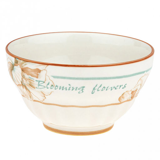"Блуминг флауэрс (Blooming flowers)" Пиала фарфоровая 480мл, д12,7х7,1см, с деколью, отводка (Китай)