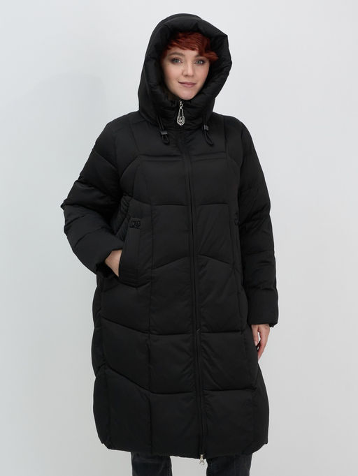 Пальто зимнее Visdeer 7702Ch женское утепленное 240 г/м² черное  фото 5