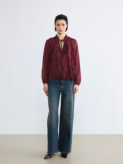 Ba?lamal? Yaka F?rf?rl? Bluz