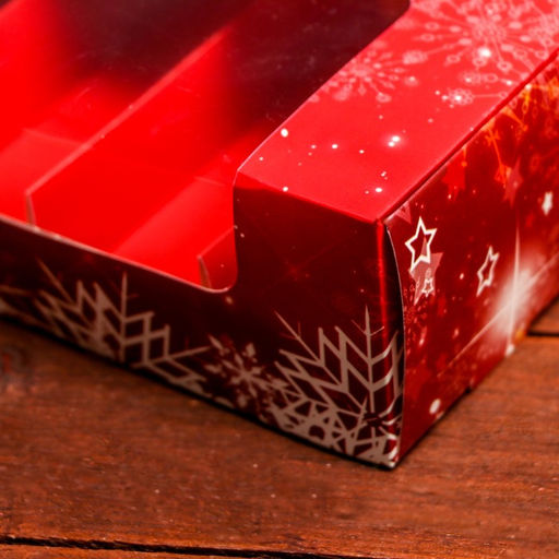 Цена за 2 шт. Кондитерская упаковка под 5 эклеров «С Новым годом», 25.2×15×6.6 см