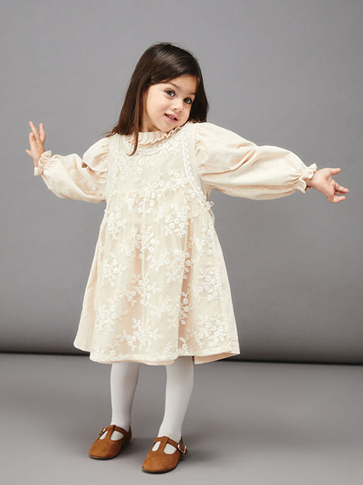 Bisiklet Yaka ?i?ekli K?z Bebek Elbise