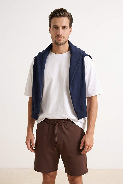 Kahverengi Basic Oversize/Geni_ Kesim Lastik Belli Ba_c_kl_ _ort TMNSS22SR0257 - Trendyolmilla фото 2