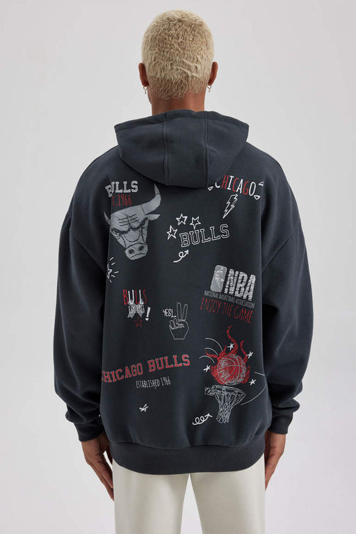 DeFactoFit Толстовка оверсайз с капюшоном NBA Chicago Bulls  фото 7