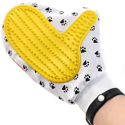 Рукавичка для вычесывания шерсти 23,5х16,5см, 2-х сторонняя: вставка с шипами из мягкого пластика, вставка кожзам, кожзам, текстиль (Китай) - Pet toys фото 3