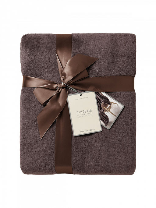 Плед плюшевый 200x220 темно-коричневый