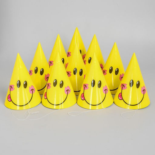 Цена за 10 шт. Колпак праздничный бумажный Смайл, 16 см - Страна карнавалия фото 4