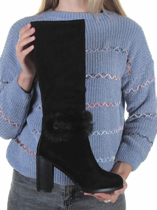 1686-1461MB-1 BLACK Сапоги зимние женские (натуральная замша, натуральный мех (еврозима)) - No name фото 2