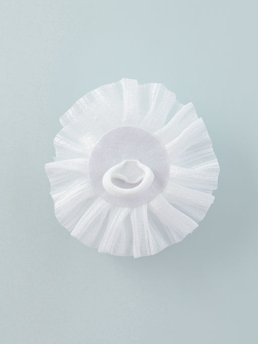 Цена за 12 шт. Бант для волос на резинке «Школьница», двойной, полосы, d=10 см, белый