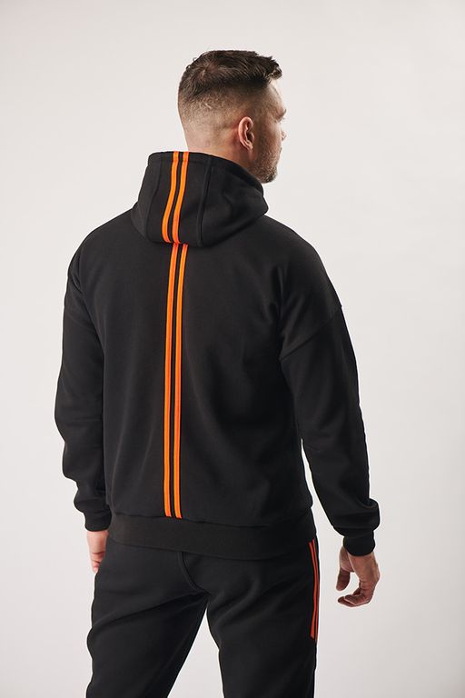 Спортивный костюм М-3118: Пике с начёсом Чёрный / Оранжевый - Relay фото 3