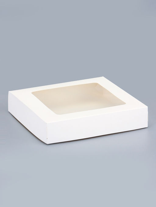 Цена за 20 шт. Контейнер навынос, с окном, белый, 20×20×4 см