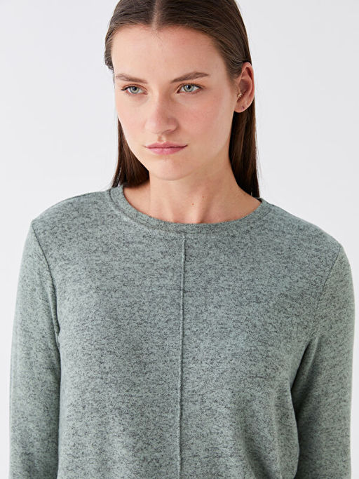 Bisiklet Yaka D?z Uzun Kollu Kad?n Bluz