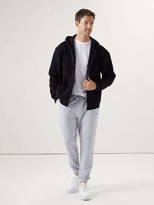 Kap??onlu Uzun Kollu Erkek Fermuarl? Sweatshirt