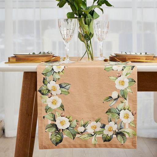 Дорожка на стол Этель Camellia 40×146 см, 100% хлопок, саржа 190 г/м², бежевая