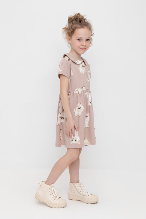 КР 5824/кофейный,милые кошечки к511 платье для дев - Crockid фото 4