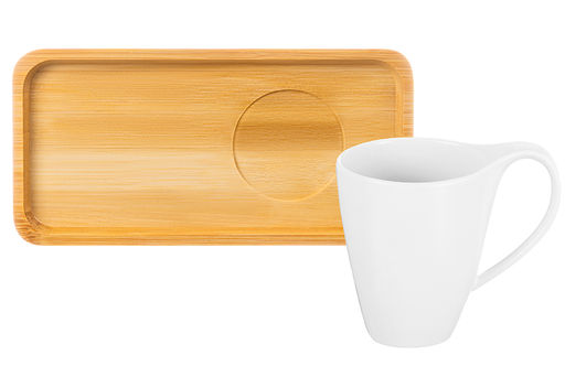 Чашка 400 мл 13,5*9*11,5 см Айсберг с бамбуковым блюдцем для десерта 21*10,5*1,5 см - Elan gallery фото 22