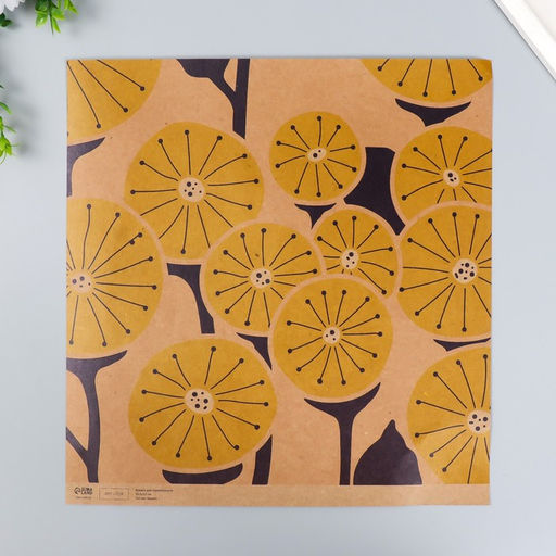 Цена за 5 шт. Бумага для скрапбукинга двусторонняя крафт Цветы, плотность 180 г, 30.5?32 см