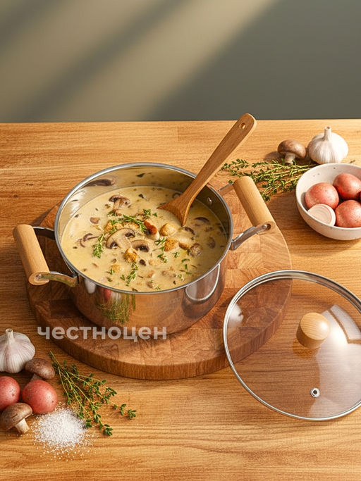 Кастрюля 24см нерж. с деревянными ручками OLS-410-7