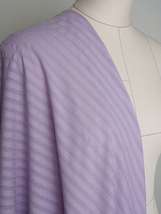 Фактурный хлопок Мережка-полоска цв.Лавандовый, ш.1.45м, батист, хлопок-100%, 100гр/м.кв - Купава фото 2