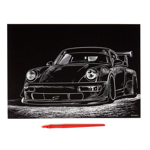 Гравюра Тюнинг RWB с металлическим эффектом золота А4 - Школа талантов фото 3