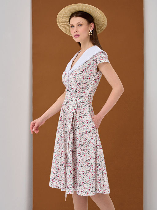 Платье с большим воротником белое OD-720-5 - Tantino фото 11