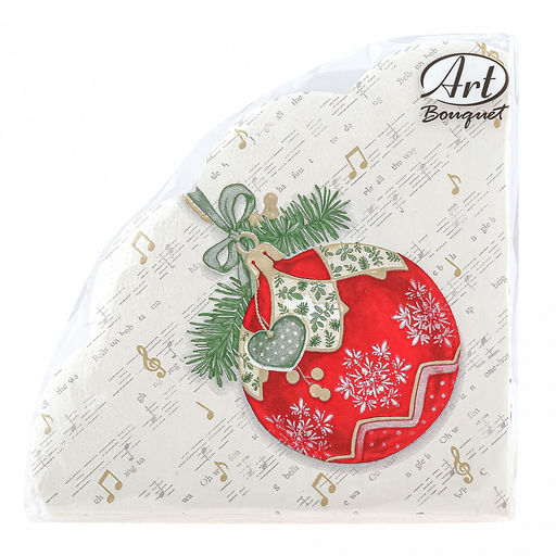 Салфетки бумажные "Art Bouquet Rondo" д32см, 3-х слойные, 12 штук в упаковке, 100% целлюлоза, "Музыкальный шар" (Россия)