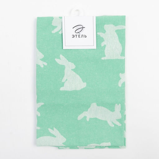 Набор полотенец Этель Hares & leaves 40×60 см - 2 шт., цвет зеленый, 100% хлопок