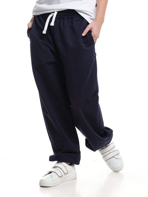 Спортивные брюки с карманами из футера 22-7486 синий - Mini maxi фото 6