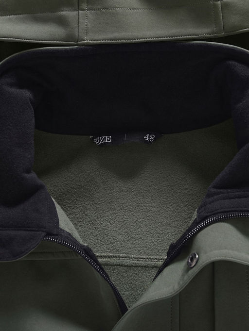 Ветровка мужская софтшелл виндстоппер с капюшоном спортивная цвета хаки 9617_1Kh