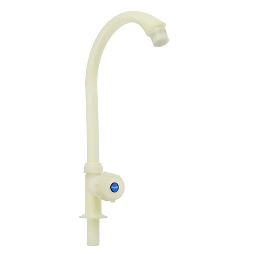 Кран на одну воду ZEIN Z2018, круглая ручка, пластик, высокий R-образный излив, цвет «рис»