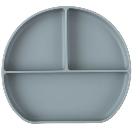 Тарелка детская 3 секции на присоске, M&B, 20.5×19×3, силикон, серый