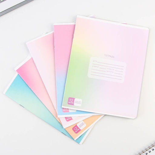 Тетрадь А5, 12 листов на скрепке в косую линейку Школьные принадлежности, 5 видов МИКС, белизна 96% . - Artfox study фото 3