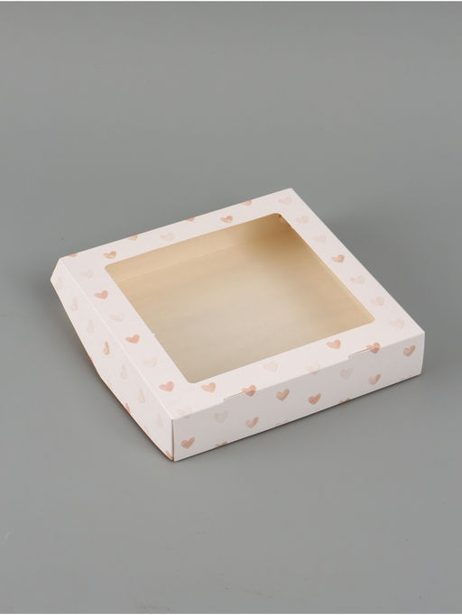 Цена за 5 шт. Коробка подарочная складная «Сердце», 20×20×4 см, с окном