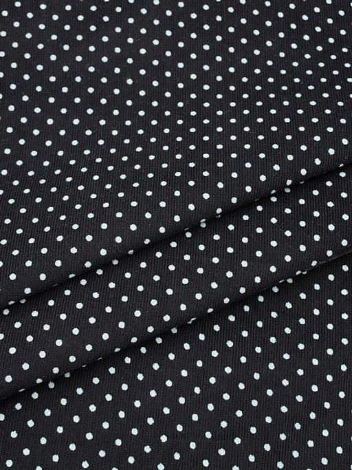 Микровельвет Белый горох (3мм) на черном, ш.1.5м, хлопок-100%, 130гр/м.кв - Купава фото 6