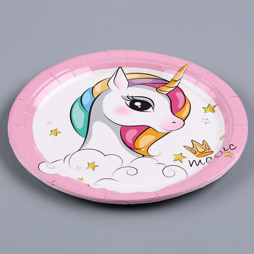 Цена за 2 шт. Тарелка бумажная «Единорог», в наборе 6 шт.