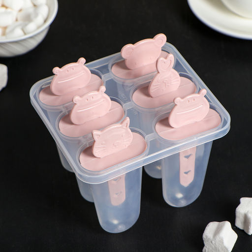 Форма для мороженого «Мордашки», 11×11×11 см, 6 ячеек, цвет прозрачный