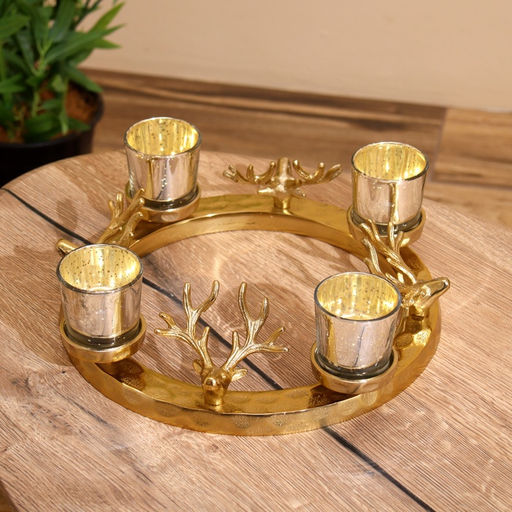 Подсвечник на 4 свечи Рожки, 30?30?10 см, алюминий